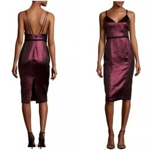 CINQ à SEPT 5 à 7 Soleil Metallic Dress in Cherry Spaghetti Straps Size 4